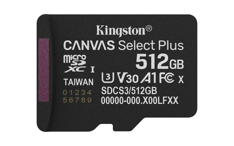 Kingston Technology 512GB micSDXC Canvas Select Plus Gen3 150R A1 Sing