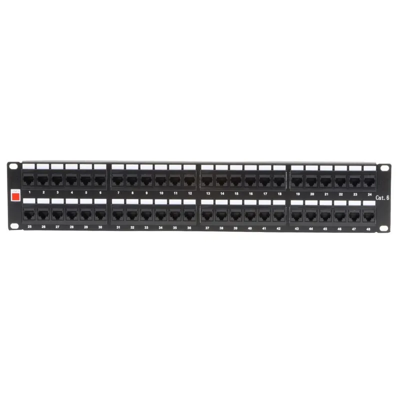 Lindy 19' CAT6 2U 48 Port RJ-45 Patch Panel Unshielded Black