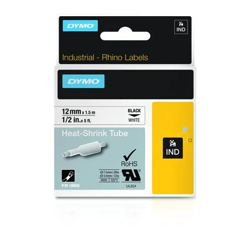 DYMO IND Heat-Shrink Tube Labels - 12mm x15m