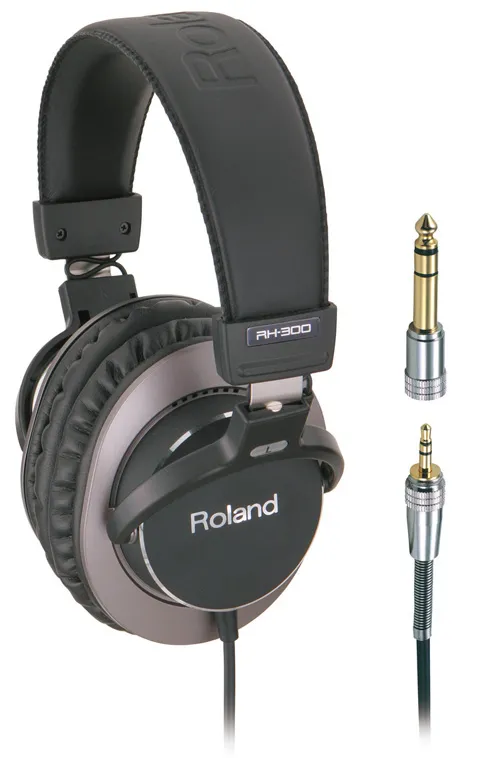 Roland RH-300 headphones/headset Wired Head-band Music Black Brown