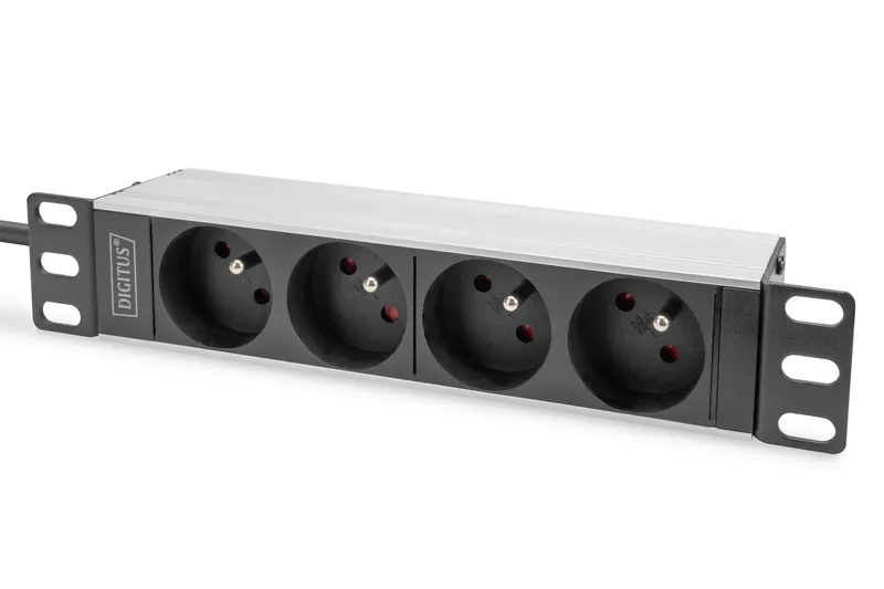 Digitus 10" socket strip with aluminum profile. 4-way CEE 7/5 soc