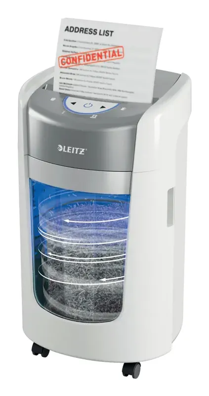 Leitz IQ OptiMax Home Office 225 paper shredder Micro-cut shredding 22.3 cm White Grey