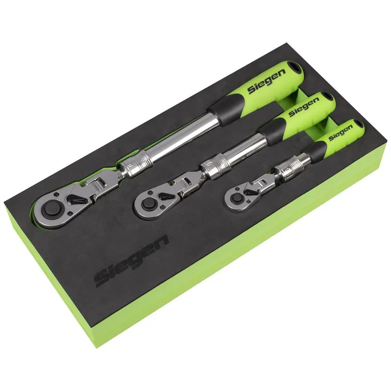 Siegen 3 Piece Extendable Flexi Head Ratchet Set