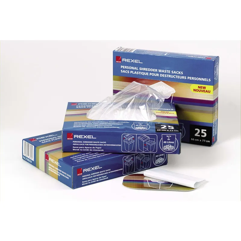 Rexel Plastic Waste Sacks for Wide Entry Shredders 175L (pack of 100)