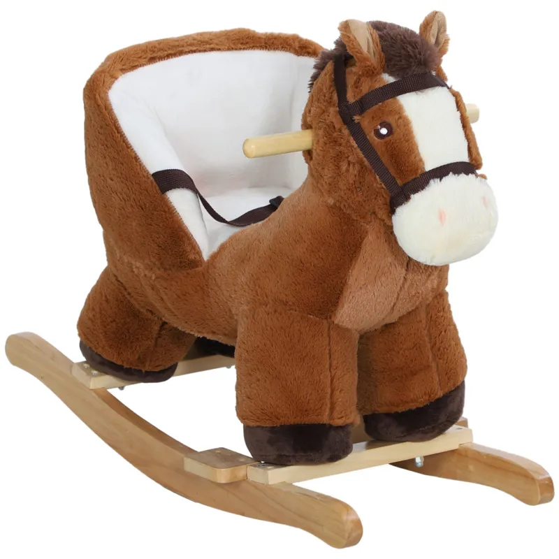 Aiyaplay Cotton-filled Rocking Horse With Sound & Safety Belt - Brown