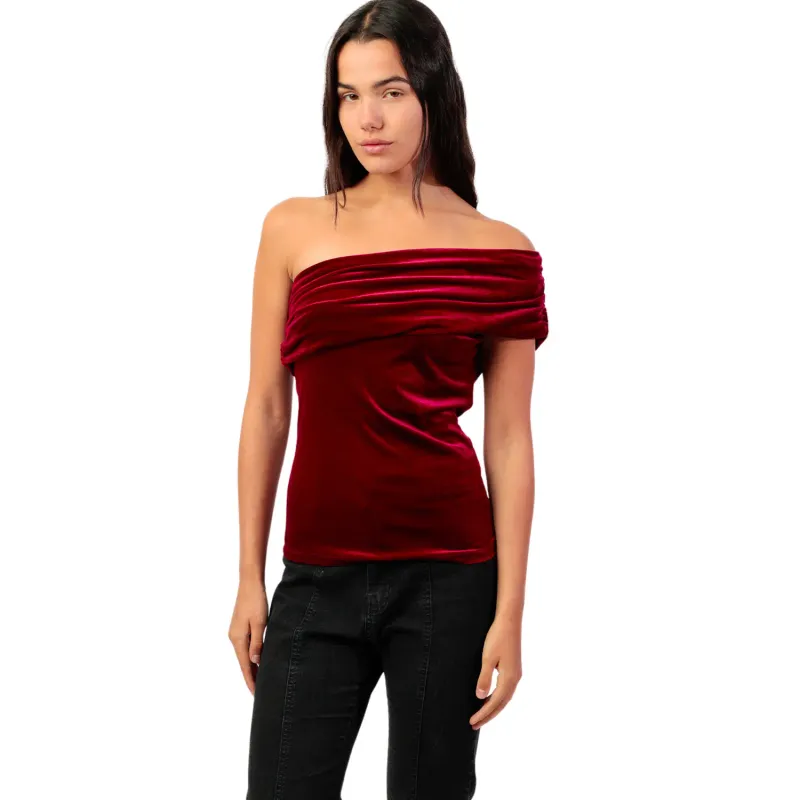 Asymmetrical Top Women Admas Velour And Lace