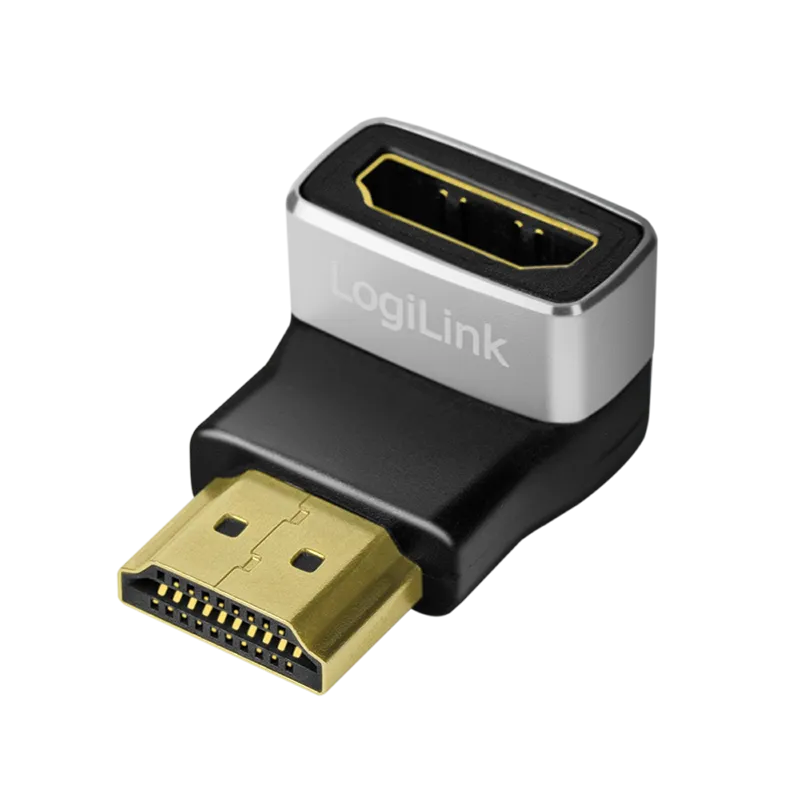 LogiLink HDMI adapter. A/M to A/F. 90� angled. 8K/60 Hz. black/grey
