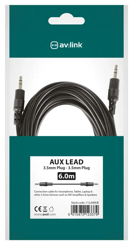 AV Link 112.040UK audio cable 6 m 3.5mm Black