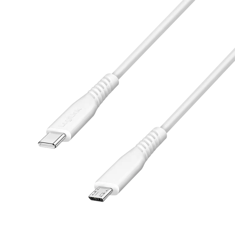 LogiLink USB 2.0 Type-C cable. C/M to micro USB/M. 480 Mbps. 12W. whit