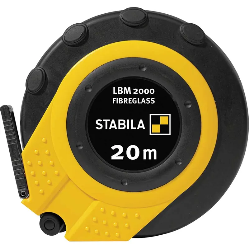 Stabila - Tape Measure - LBM 2000 Closed Fibreglass with Shatterproof Housing and Nylon-Wrap Blade for Professionals - 20m (Width 13mm) - Metric Only