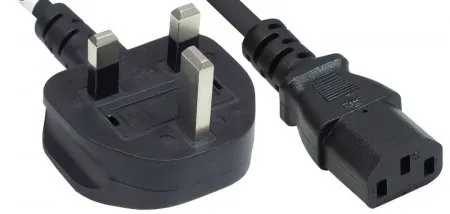 Manhattan Mains Power Cord/Cable UK 3-pin plug to C13 Female (kettle lead) 1.8m 10A Black Lifetime Warranty