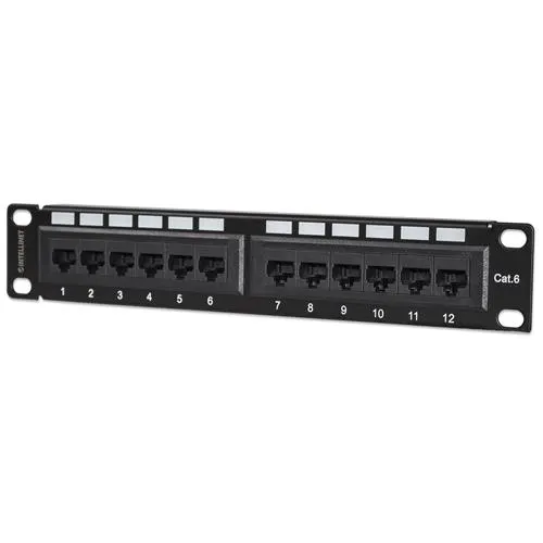 Intellinet Patch Panel Cat6 10" UTP 1U 12-Port Black