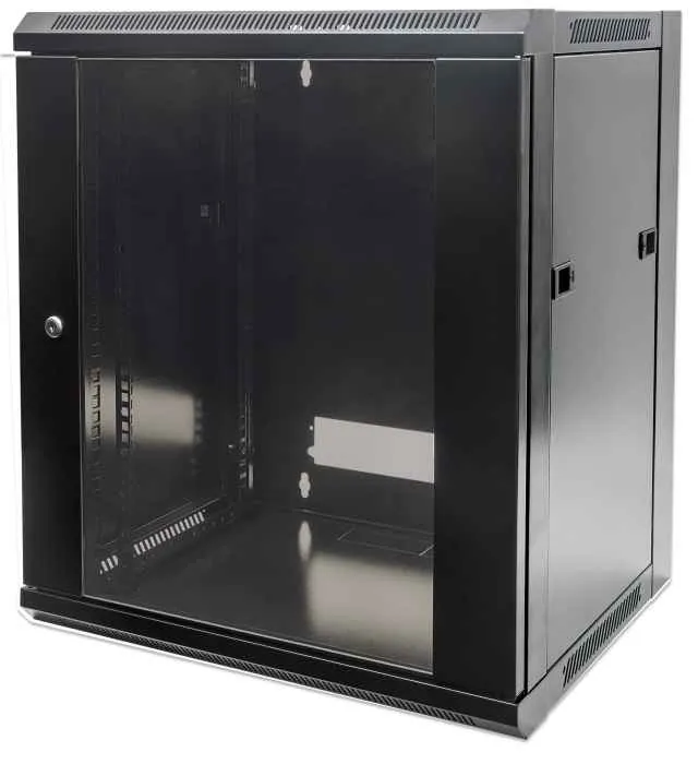Intellinet 19" Network Cabinet - Wall Mount (Standard) 6U 450mm Deep Black Flatpack Max 60kg Suitable also for use on desk or floor Usable Depth 270mm to 350mm Metal & Glass Door Back Panel Removeable SidesParts for wall installation not i