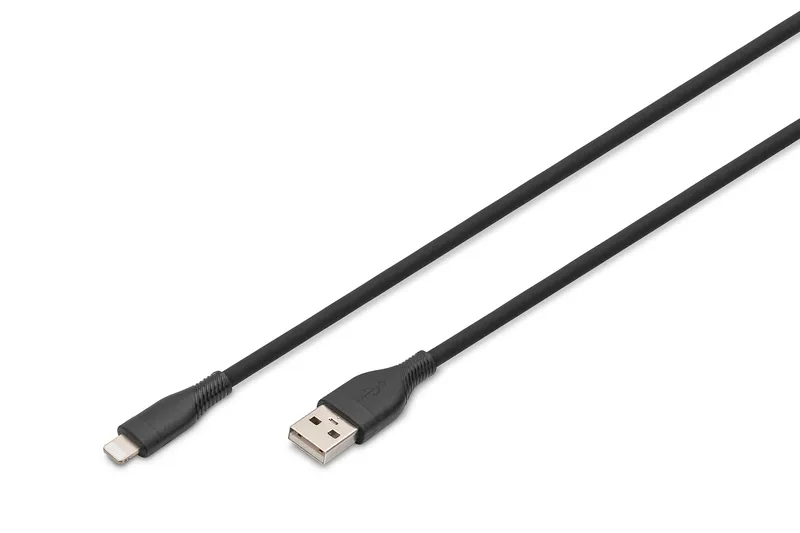 Digitus Lightning silicone connection cable. USB-A - Lightning 1m. bla
