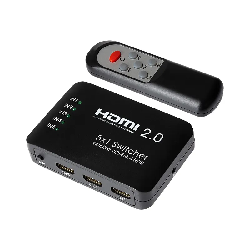 MPS Maplin HDMI Switch 5 Ports In 1 Port Out Ultra HD 4K@60Hz with Rem