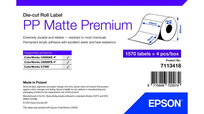 Epson 7113418 printer label White Self-adhesive printer label