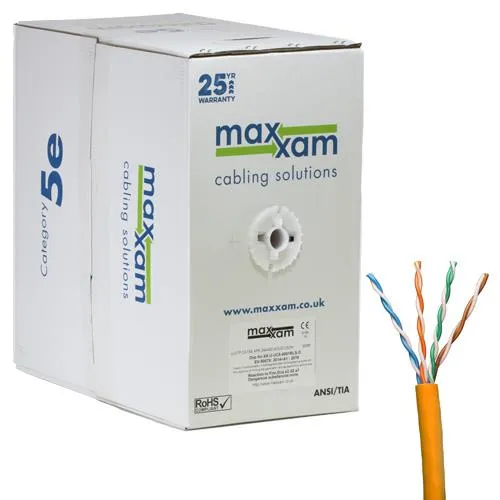 Cablenet Cat5e Orange U/UTP LSOH 24AWG Solid CPR Dca Cable 305m Reelex Box