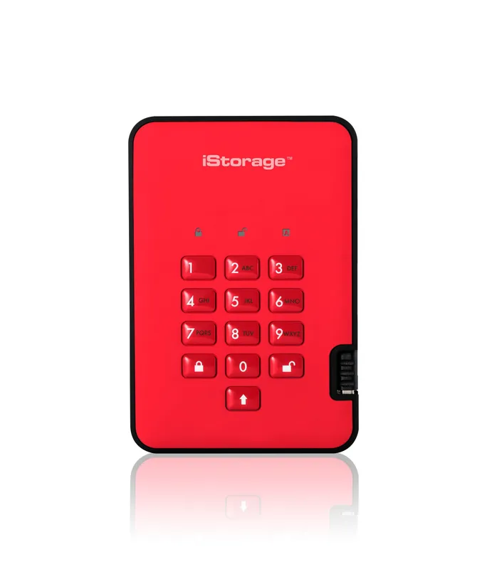 iStorage diskAshur² SSD 8TB Red | Secure Portable Solid State Drive |A