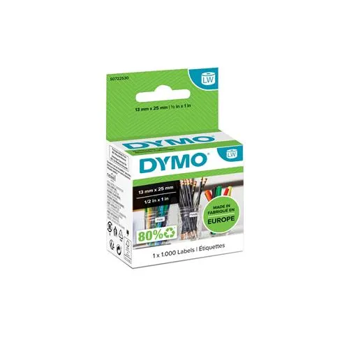 DYMO Authentic LabelWriter Small Multi-Purpose Labels | 13 mm x 25 mm | Self-Adhesive | Roll of 1000 | Easy-Peel Labels | for LabelWriter Label Makers | Made in Europe