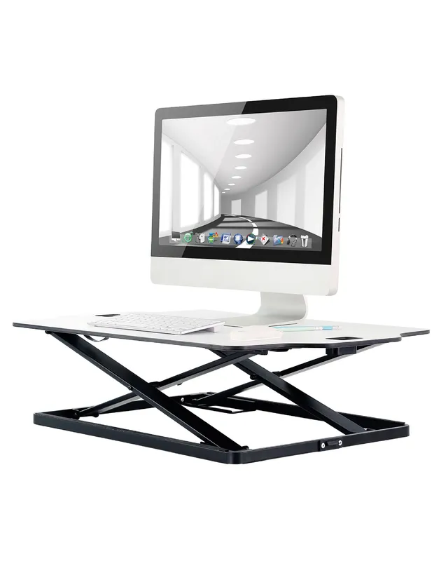 ProperAV Slim Profile Sit Stand Up Desktop Workstation with 12 Height