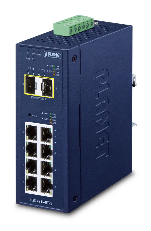 PLANET IP30 Industrial L2/L4 8-Port Managed L2/L4 Gigabit Ethernet (10