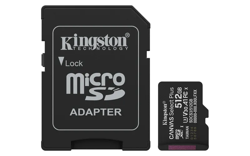 Kingston Technology 512GB microSDXC Canvas Select Plus Gen3 150MB/s A1