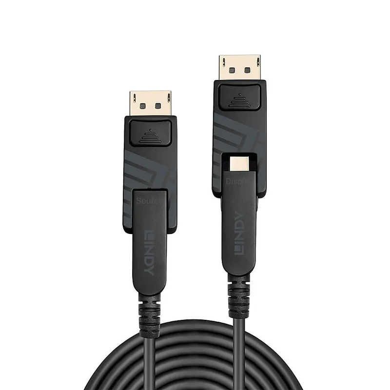 Lindy 40m Fibre Optic Hybrid Mini DisplayPort 1.4 Cable with Detachabl
