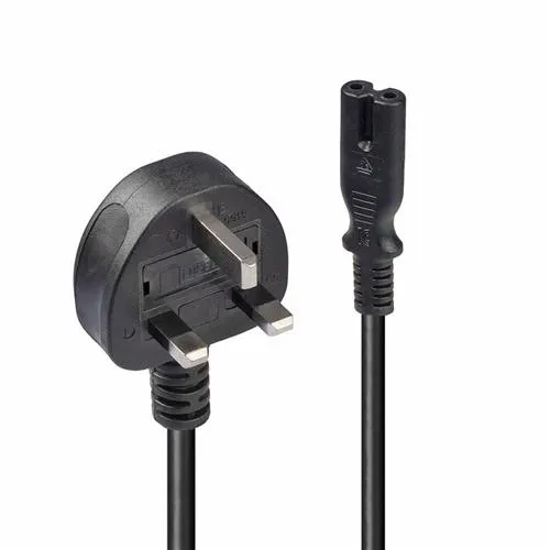 Lindy 2m UK 3 Pin Plug To IEC C7 Mains Power Cable Black