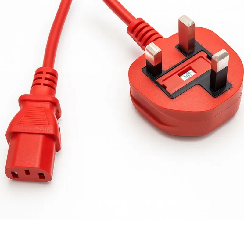 FDL 1M 13A UK MAINS PLUG TO IEC C13 SOCKET - 1.0mm / 10A / RED
