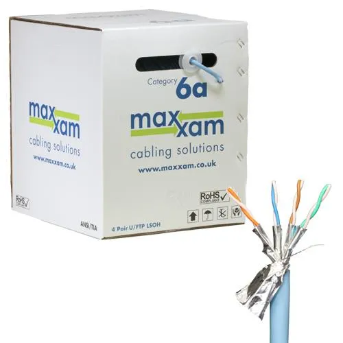 Cablenet Cat6a Ice Blue F/FTP LSOH 23AWG Solid CPR Dca Cable 305m Reel in Box