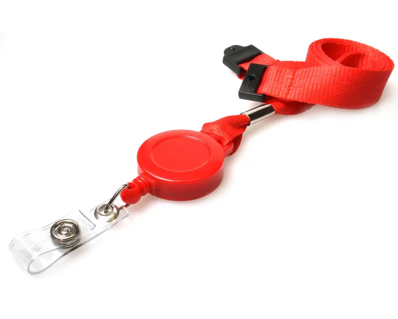Digital ID 15mm Recycled Plain Red Lanyards with Card Reels (Pack of 5