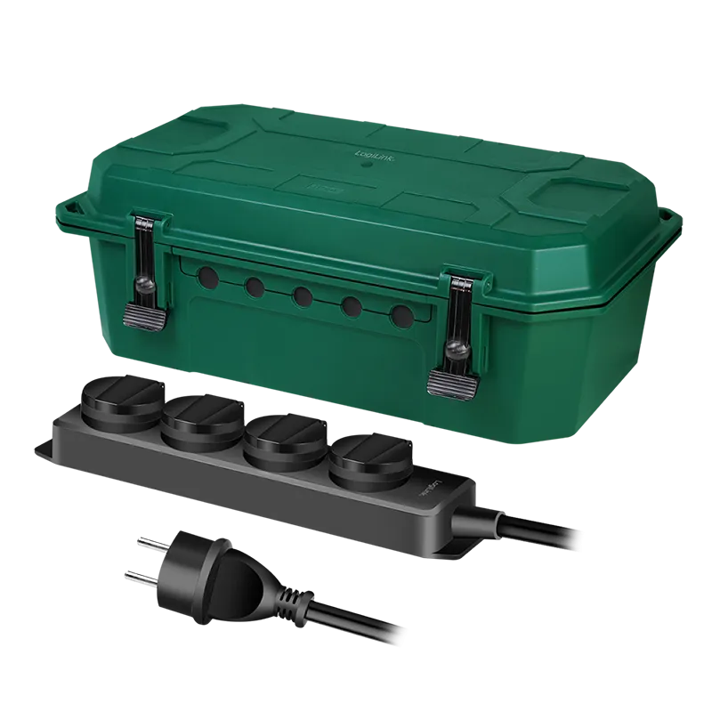 LogiLink Outdoor Power Distribution Box. w/ 4 way outlet strip. IP54.