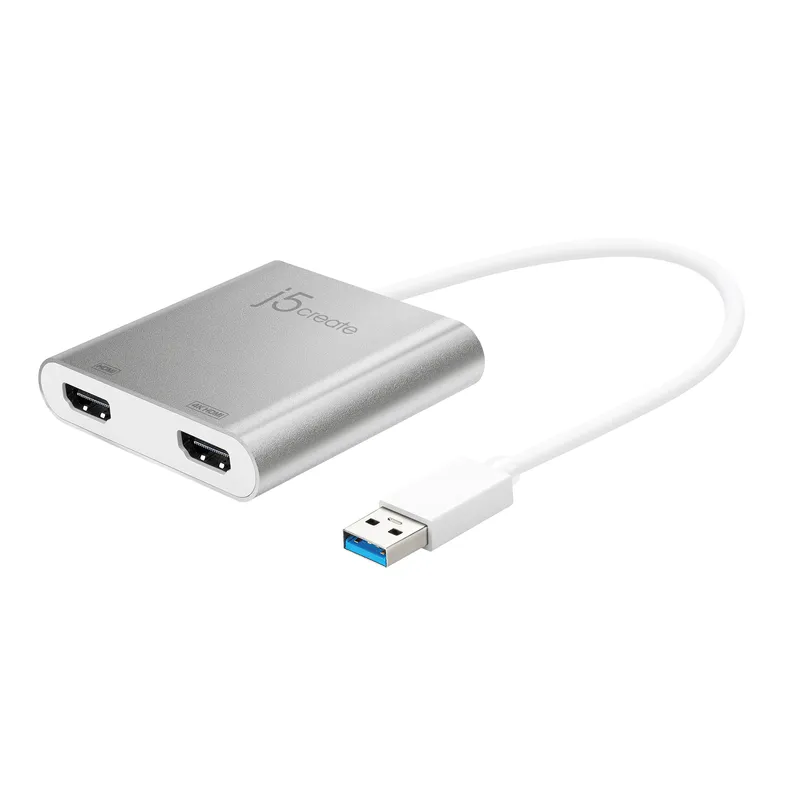 j5create JUA365 USB™ 3.0 to Dual HDMI Multi-Monitor Adapter. Silver