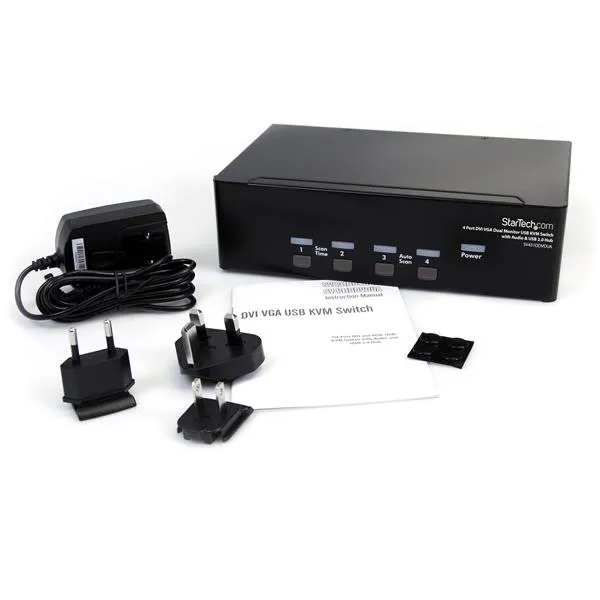 StarTech.com 4 Port DVI VGA Dual Monitor KVM Switch USB with Audio &am
