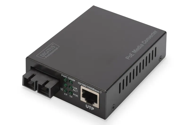 Digitus Gigabit PoE media converter. RJ45 / SC. SM. PSE