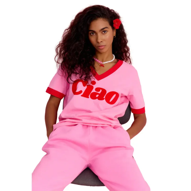 V-neck T-shirt She is Sunday Ciao
