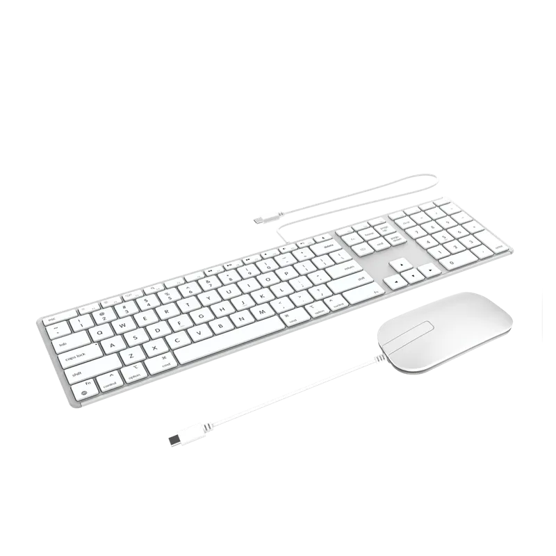 ZAGG Wired USB-C Keyboard (UK) & Mouse Combo (Silver) Bundle Desig