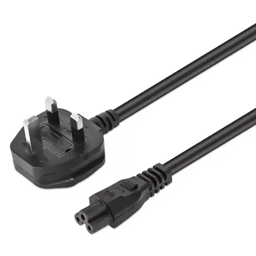 Manhattan Mains Power Cord/Cable UK 3-pin plug to C5 Female (cloverleaf/triangular) 1.8m 16A Lead Lifetime Warranty