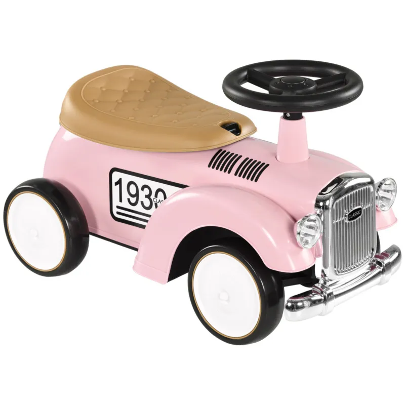 Aiyaplay Foot To Floor Slider With Steering Wheel For 12-36 Months Pink