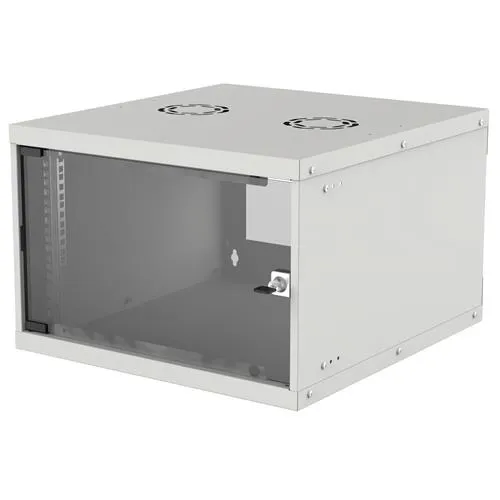 Intellinet 19" Network Cabinet - Wall Mount (Basic) 6U 400mm Deep Grey Flatpack Max 50kg Usable Depth 340mm Glass Door Rack Parts for wall installation (eg screws and rawl plugs) not included