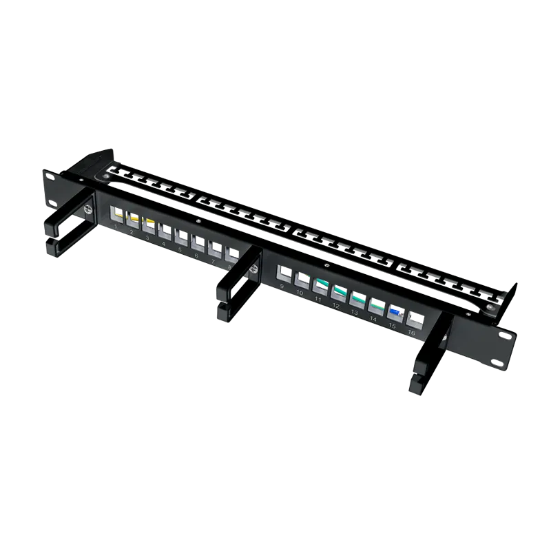 LogiLink Keystone Panel 1U. 16 ports. shielded. black. with 3 cable ma
