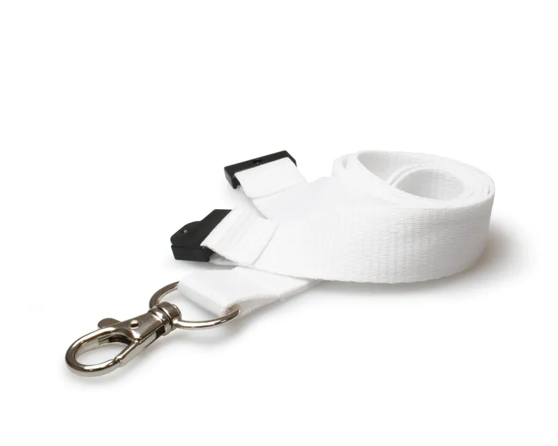 Digital ID 20mm Recycled White Lanyards with Flat Breakaway and Metal
