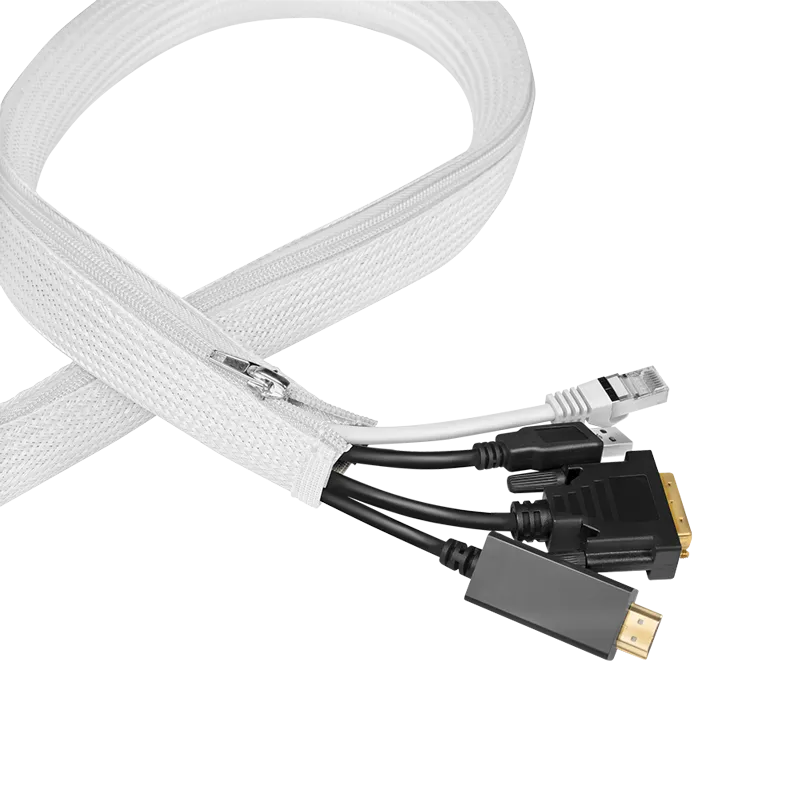 LogiLink Cable sleeve with zipper. Polyester. OD: 30 mm. white. 5 m