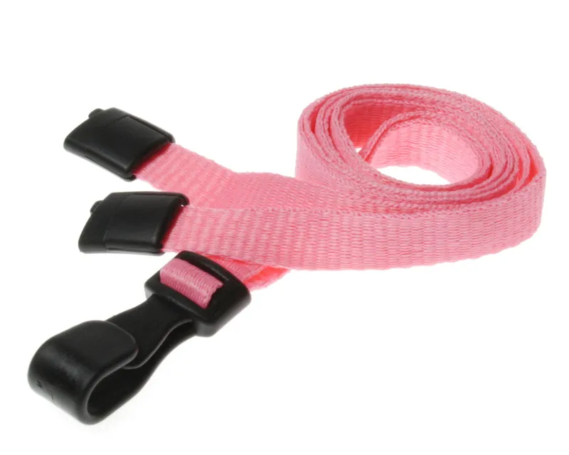 Digital ID 10mm Recycled Plain Pink Lanyards with Plastic J Clip (Pack