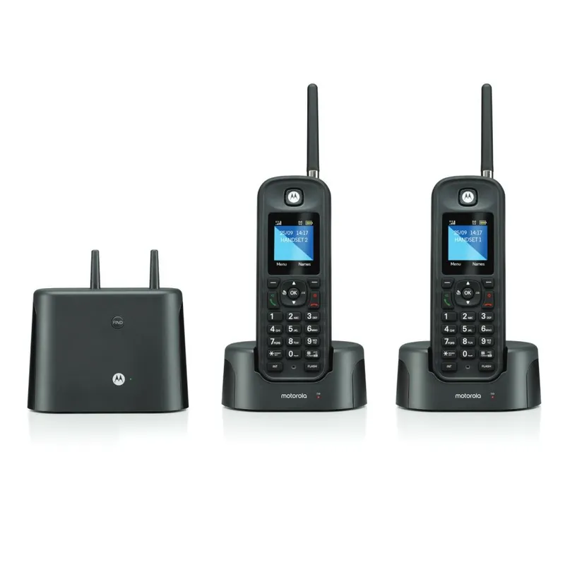Motorola O202 Long Range Cordless Phone, Twin Handset