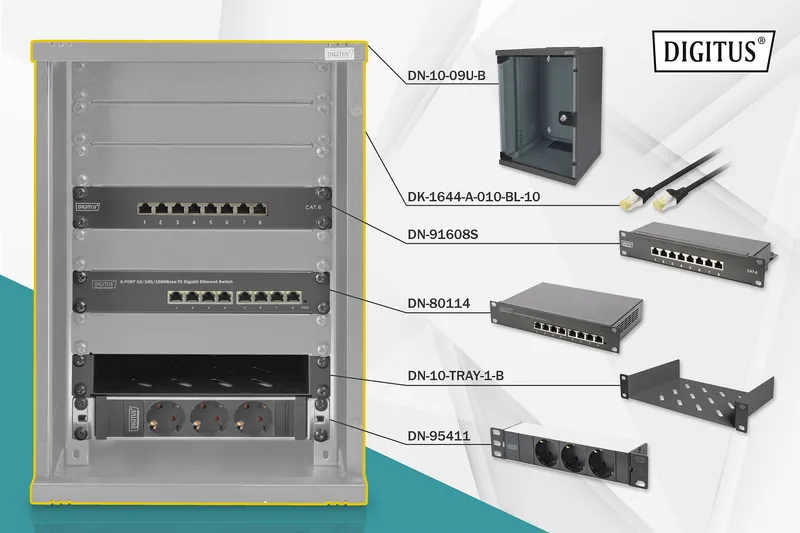 Digitus Network Set - 254 mm (10") - 9U. 312 x 300 mm (W xD)