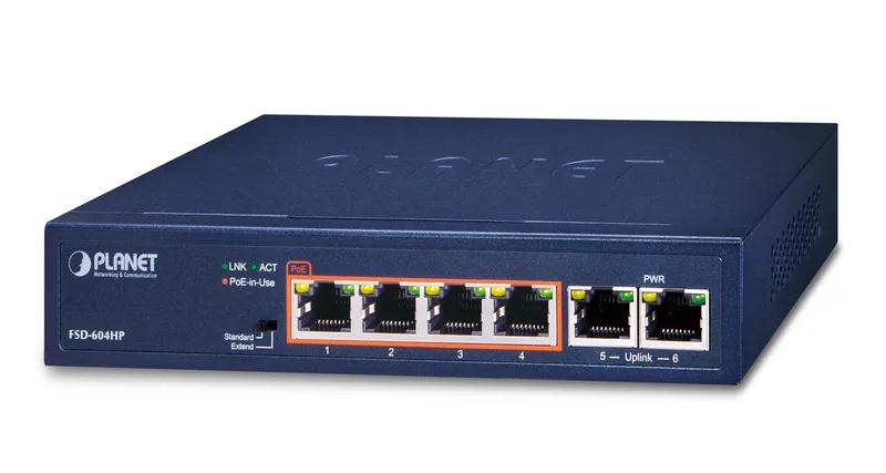 PLANET FSD-604HP network switch Unmanaged Fast Ethernet (10/100) Power