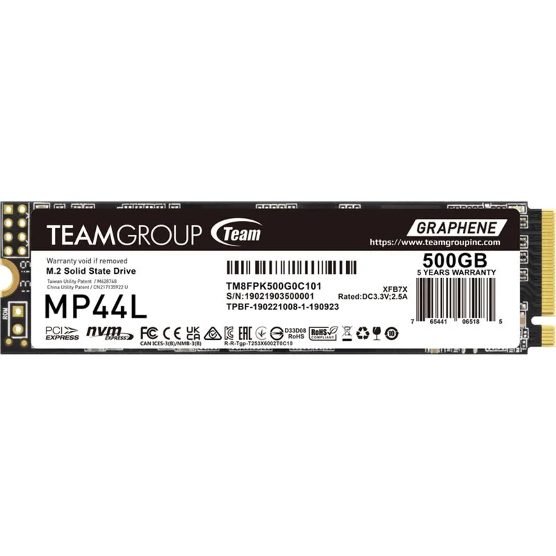 Team Group MP44L 500GB M.2 2280 NVMe PCIe 4.0 Internal SSD