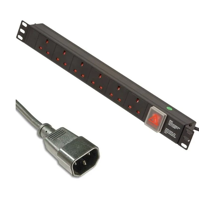 POWERDATA 6 WAY RACK PDU 13A SKTS TO IEC PLUG - HORIZONTAL