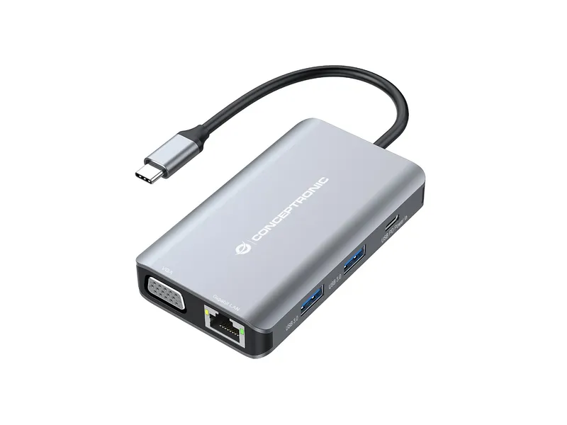 LevelOne Conceptronic DONN21G 7-in-1 USB 3.2 Gen 1 Docking Station; HD